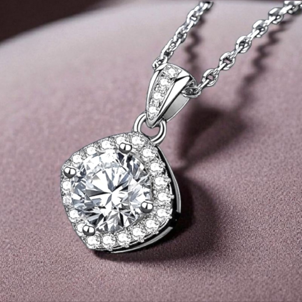 Moissanite Classic Pendant Necklace - Picture 3 of 11